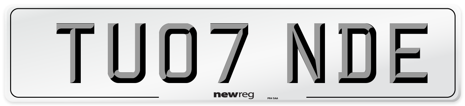 TU07 NDE Number Plate from New Reg